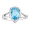 Gemminded Sterling Silver Blue Topaz Teardrop & Diamond Accent Ring -Gemminded Jewelry 5466427