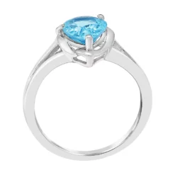 Gemminded Sterling Silver Blue Topaz Teardrop & Diamond Accent Ring -Gemminded Jewelry 5466427 ALT2