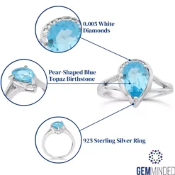 Gemminded Sterling Silver Blue Topaz Teardrop & Diamond Accent Ring -Gemminded Jewelry 5466427 ALT5