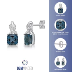 Gemminded Sterling Silver London Blue Topaz & Diamond Accent Earrings 7 Gemminded Sterling Silver London Blue Topaz & Diamond Accent Earrings -Gemminded Jewelry 5466444 ALT5
