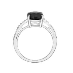 Gemminded Sterling Silver Black Onyx & Diamond Accent Ring 8 Gemminded Sterling Silver Black Onyx & Diamond Accent Ring -Gemminded Jewelry 5466446 ALT2