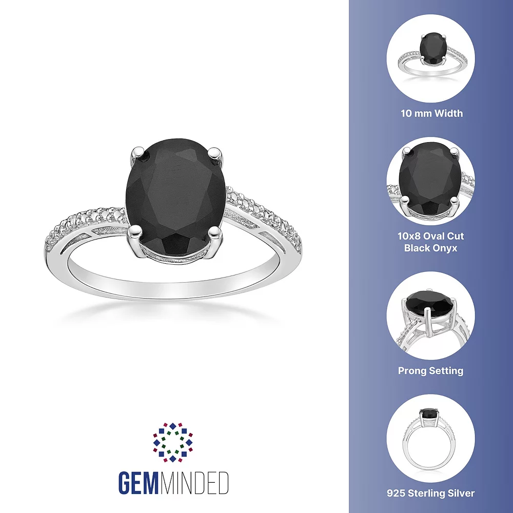 Gemminded Sterling Silver Black Onyx & Diamond Accent Ring 6 Gemminded Sterling Silver Black Onyx & Diamond Accent Ring - Image 4
