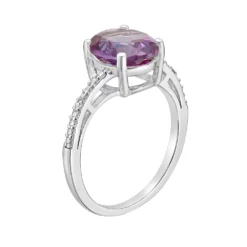 Gemminded Sterling Silver Lab-Created Alexandrite & Diamond Accent Ring -Gemminded Jewelry 5466448 ALT