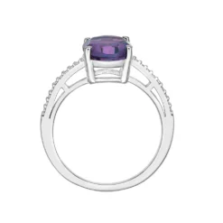 Gemminded Sterling Silver Lab-Created Alexandrite & Diamond Accent Ring -Gemminded Jewelry 5466448 ALT2