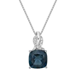 Gemminded Sterling Silver London Blue Topaz & Diamond Accent Pendant Necklace
