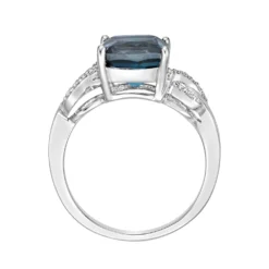 Gemminded Sterling Silver London Blue Topaz & 1/10 Carat T.W. Diamond Ring -Gemminded Jewelry 5466454 ALT2