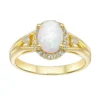 Gemminded 18k Gold Over Silver Lab-Created Opal & Lab-Created White Sapphire Halo Ring -Gemminded Jewelry 5466461