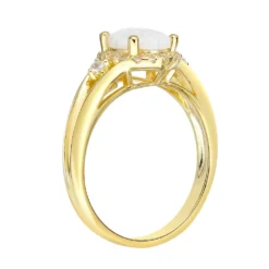 Gemminded 18k Gold Over Silver Lab-Created Opal & Lab-Created White Sapphire Halo Ring 7 Gemminded 18k Gold Over Silver Lab-Created Opal & Lab-Created White Sapphire Halo Ring -Gemminded Jewelry 5466461 ALT