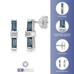 Gemminded Sterling Silver London Blue & White Topaz Earrings -Gemminded Jewelry 5466466 ALT5