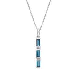 Gemminded Sterling Silver London Blue & White Topaz Pendant Necklace