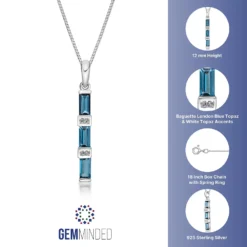 Gemminded Sterling Silver London Blue & White Topaz Pendant Necklace -Gemminded Jewelry 5466469 ALT5