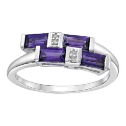 Gemminded Sterling Silver Amethyst & White Topaz Overlap Ring