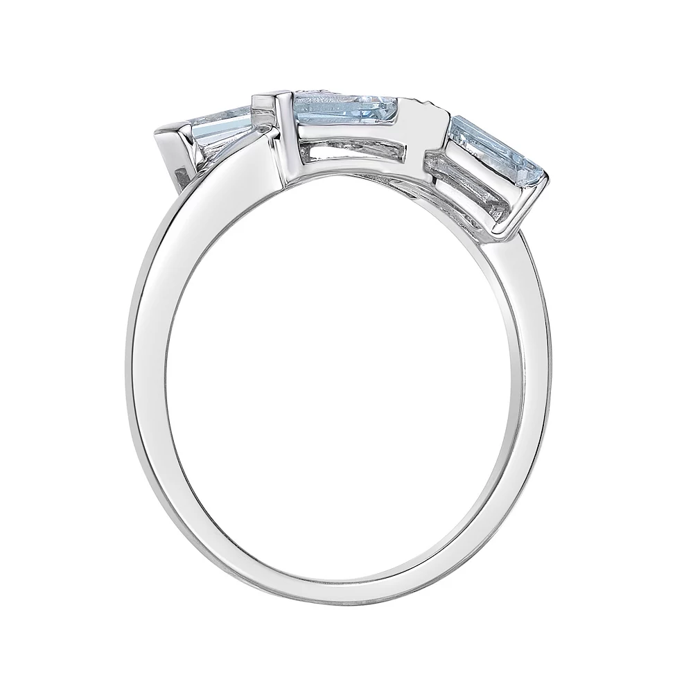 Gemminded Sterling Silver Aquamarine & White Topaz Overlap Ring 4 Gemminded Sterling Silver Aquamarine & White Topaz Overlap Ring - Image 2