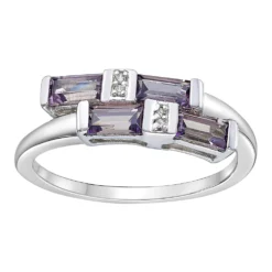 Gemminded Sterling Silver Lab-Created Alexandrite & Lab-Created White Sapphire Overlap Ring