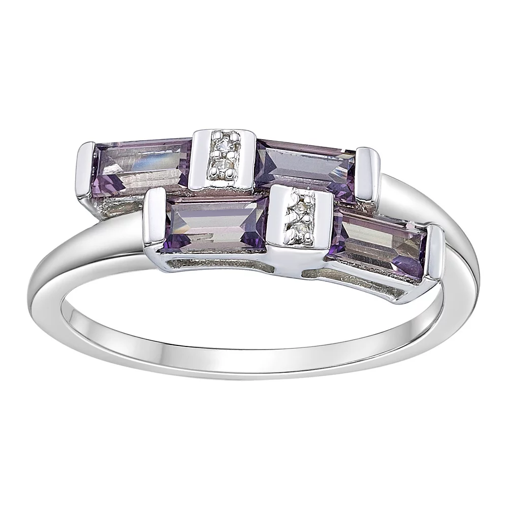 Gemminded Sterling Silver Lab-Created Alexandrite & Lab-Created White Sapphire Overlap Ring 3 Gemminded Sterling Silver Lab-Created Alexandrite & Lab-Created White Sapphire Overlap Ring
