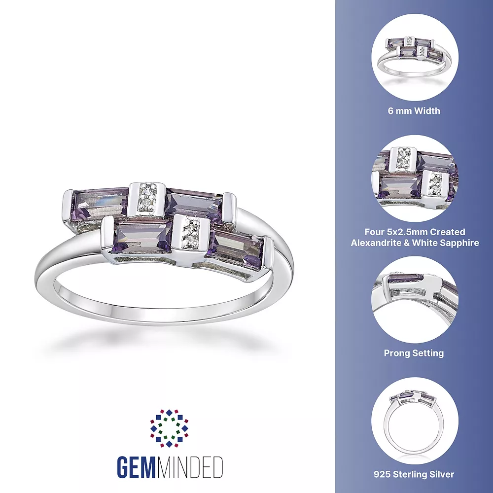 Gemminded Sterling Silver Lab-Created Alexandrite & Lab-Created White Sapphire Overlap Ring 4 Gemminded Sterling Silver Lab-Created Alexandrite & Lab-Created White Sapphire Overlap Ring - Image 2