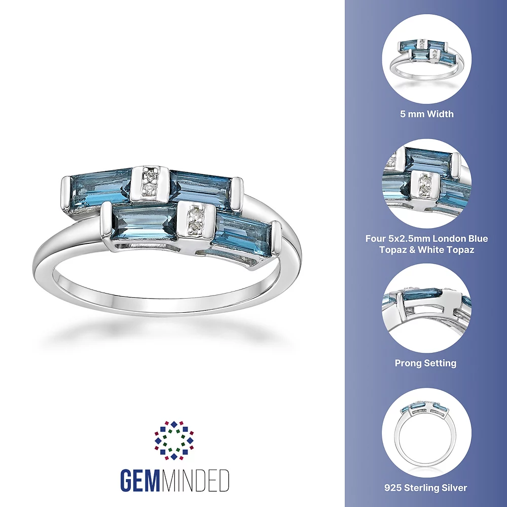 Gemminded Sterling Silver London Blue & White Topaz Overlap Ring 4 Gemminded Sterling Silver London Blue & White Topaz Overlap Ring - Image 2