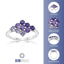Gemminded Sterling Silver Amethyst Ring -Gemminded Jewelry 5466484 ALT5