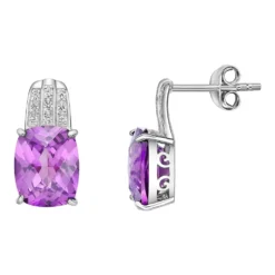 Gemminded Sterling Silver Lab-Created Alexandrite & Lab-Created White Sapphire Earrings