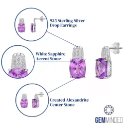 Gemminded Sterling Silver Lab-Created Alexandrite & Lab-Created White Sapphire Earrings -Gemminded Jewelry 5466489 ALT5