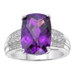 Gemminded Sterling Silver Lab-Created Alexandrite & Lab-Created White Sapphire Ring
