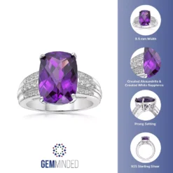 Gemminded Sterling Silver Lab-Created Alexandrite & Lab-Created White Sapphire Ring -Gemminded Jewelry 5466493 ALT5