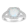Gemminded Sterling Silver Lab-Created Opal & White Topaz Halo Ring -Gemminded Jewelry 5466497 Sterling Silver