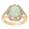Gemminded 18k Gold Over Silver Lab-Created Opal Ring With White Topaz -Gemminded Jewelry 5466509