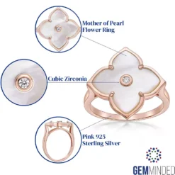 Gemminded 14k Rose Gold Over Silver Mother-Of-Pearl Ring With Cubic Zirconia Accent -Gemminded Jewelry 5466514 ALT5