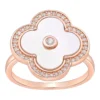Gemminded 14k Rose Gold Over Silver Mother-Of-Pearl Ring With Cubic Zirconia Accents -Gemminded Jewelry 5466515