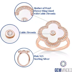 Gemminded 14k Rose Gold Over Silver Mother-Of-Pearl Ring With Cubic Zirconia Accents 7 Gemminded 14k Rose Gold Over Silver Mother-Of-Pearl Ring With Cubic Zirconia Accents -Gemminded Jewelry 5466515 ALT5