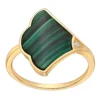 Gemminded 14k Gold Over Silver Malachite Fan Ring With Cubic Zirconia Accent -Gemminded Jewelry 5466517