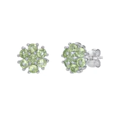 Gemminded Sterling Silver Peridot Flower Stud Earrings 7 Gemminded Sterling Silver Peridot Flower Stud Earrings -Gemminded Jewelry 5744272 ALT