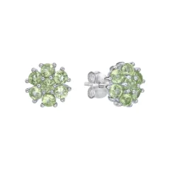 Gemminded Sterling Silver Peridot Flower Stud Earrings 8 Gemminded Sterling Silver Peridot Flower Stud Earrings -Gemminded Jewelry 5744272 ALT2