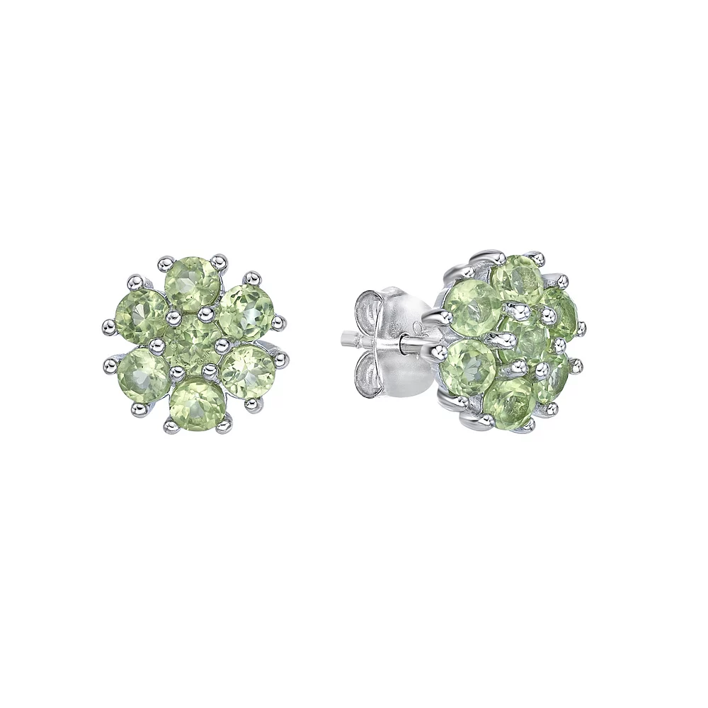 Gemminded Sterling Silver Peridot Flower Stud Earrings 5 Gemminded Sterling Silver Peridot Flower Stud Earrings - Image 3