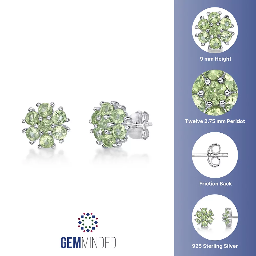 Gemminded Sterling Silver Peridot Flower Stud Earrings 6 Gemminded Sterling Silver Peridot Flower Stud Earrings - Image 4