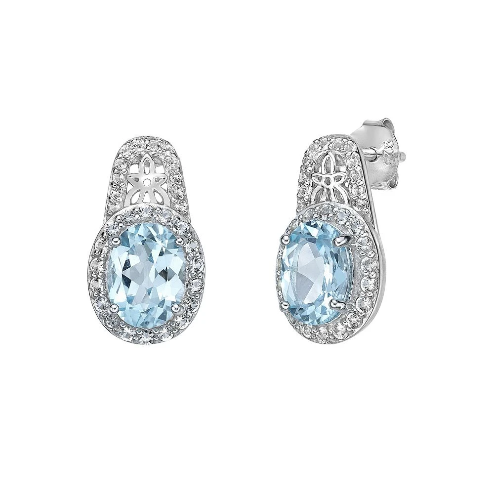 Gemminded Sterling Silver Sky Blue & White Topaz Earrings 4 Gemminded Sterling Silver Sky Blue & White Topaz Earrings - Image 2