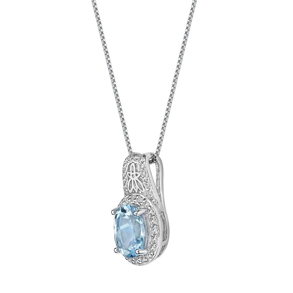 Gemminded Sterling Silver Sky Blue & White Topaz Pendant Necklace 4 Gemminded Sterling Silver Sky Blue & White Topaz Pendant Necklace - Image 2
