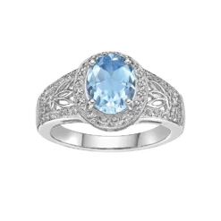 Gemminded Sterling Silver Sky Blue & White Topaz Ring