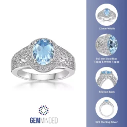 Gemminded Sterling Silver Sky Blue & White Topaz Ring -Gemminded Jewelry 5744278 ALT5