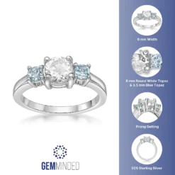 Gemminded Sterling Silver Blue & White Topaz Ring -Gemminded Jewelry 5744280 ALT5