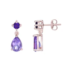 Gemminded 14k Rose Gold Over Silver Amethyst Drop Earrings