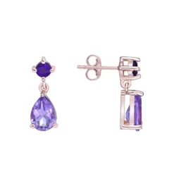 Gemminded 14k Rose Gold Over Silver Amethyst Drop Earrings -Gemminded Jewelry 5744295 ALT2