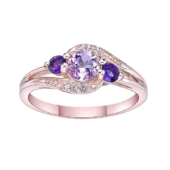 Gemminded 14k Rose Gold Over Silver Pink Amethyst & White Topaz Ring