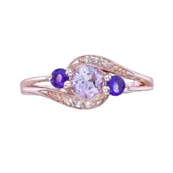 Gemminded 14k Rose Gold Over Silver Pink Amethyst & White Topaz Ring -Gemminded Jewelry 5744297 ALT3