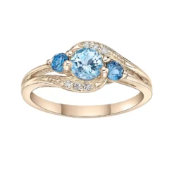 Gemminded 14k Gold Over Silver Blue, London Blue & White Topaz Ring