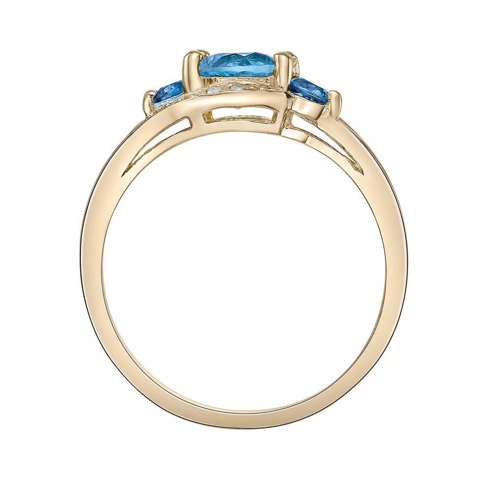 Gemminded 14k Gold Over Silver Blue, London Blue & White Topaz Ring 5 Gemminded 14k Gold Over Silver Blue, London Blue & White Topaz Ring - Image 3