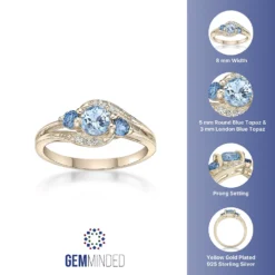 Gemminded 14k Gold Over Silver Blue, London Blue & White Topaz Ring 11 Gemminded 14k Gold Over Silver Blue, London Blue & White Topaz Ring -Gemminded Jewelry 5744298 ALT5