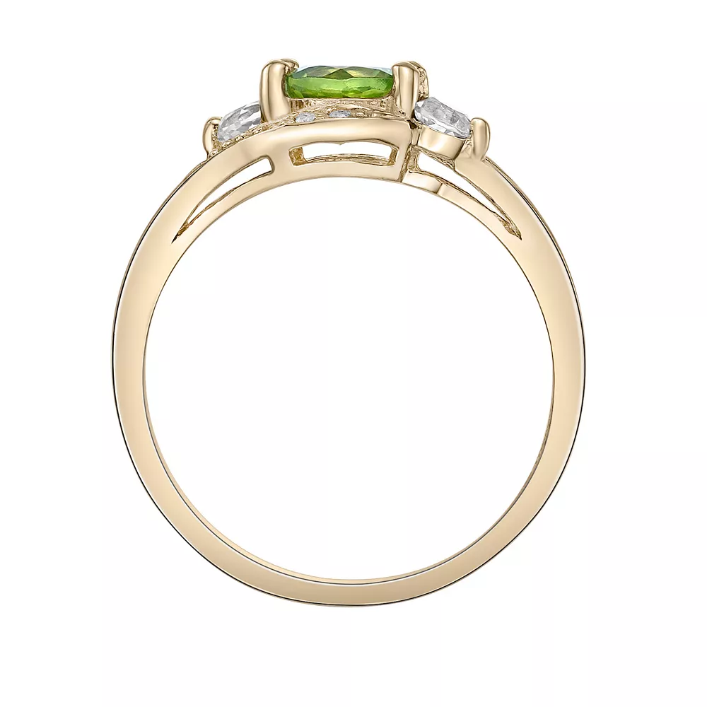 Gemminded 14k Gold Over Silver Peridot & White Topaz Ring 5 Gemminded 14k Gold Over Silver Peridot & White Topaz Ring - Image 3