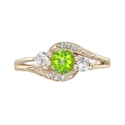 Gemminded 14k Gold Over Silver Peridot & White Topaz Ring 10 Gemminded 14k Gold Over Silver Peridot & White Topaz Ring -Gemminded Jewelry 5744300 ALT3